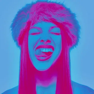 An expressive blue and pink portrait