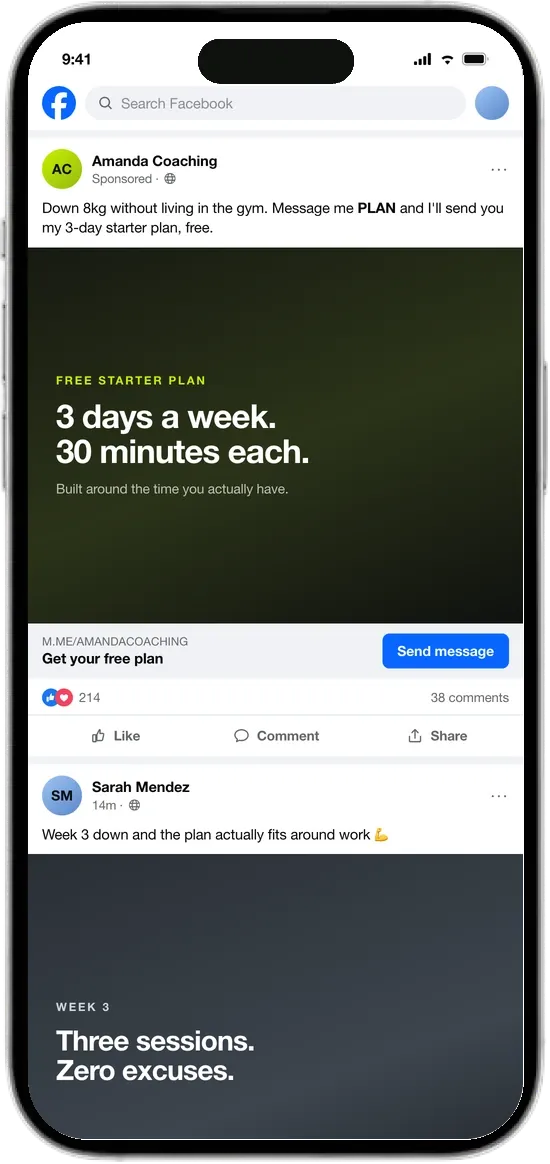 Sponsored Facebook ad with a Shop Now action