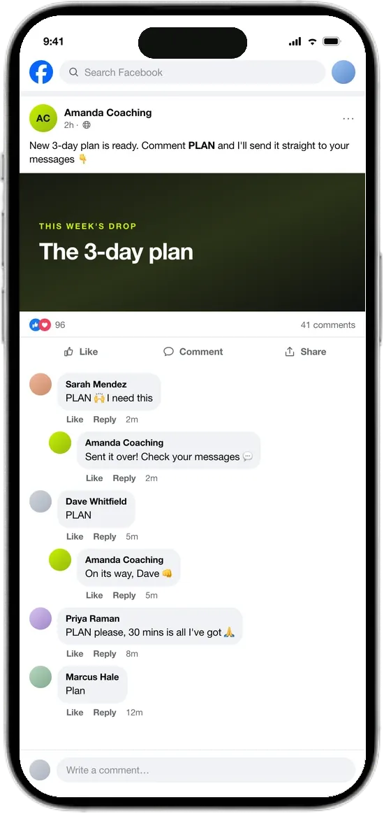 Comment on a sponsored Page post moving into a private conversation