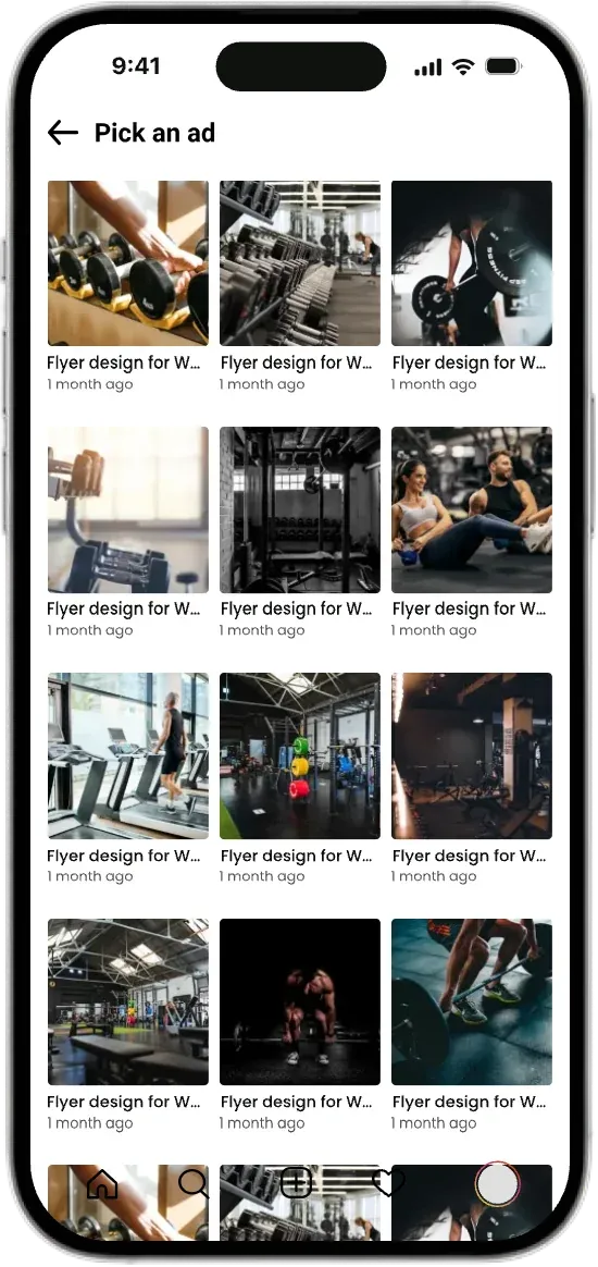 Instagram ad picker displayed inside an iPhone mockup