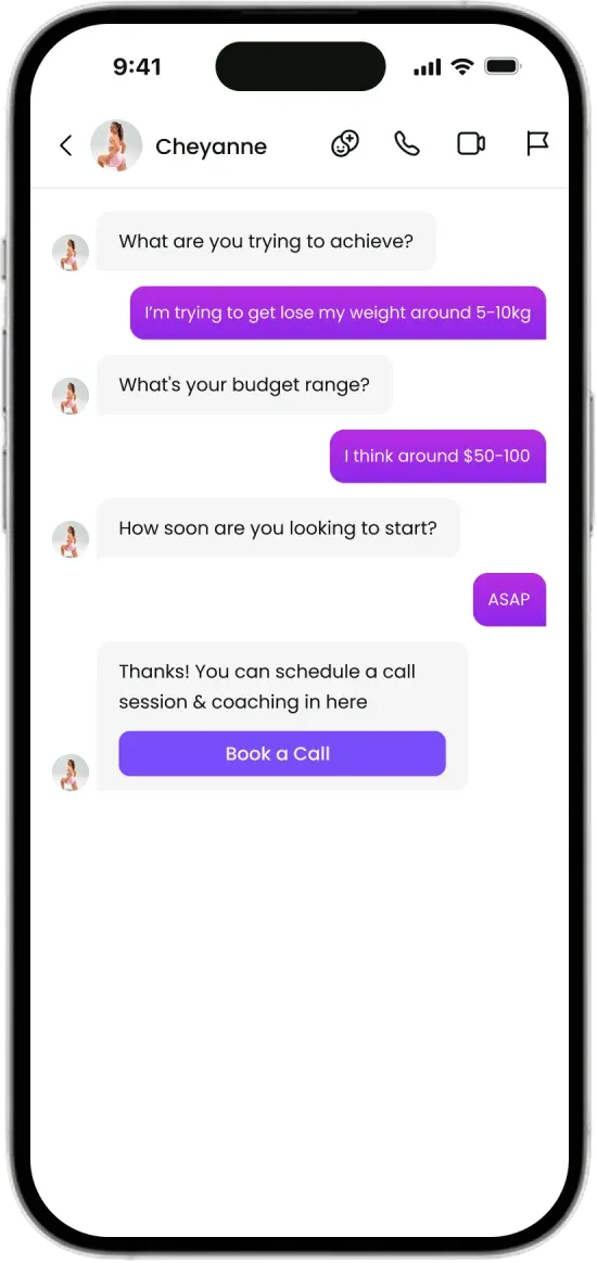 Instagram DM conversation inside an iPhone mockup